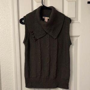 Tulle Dark Gray Sleeveless Cowl Neck Sweater